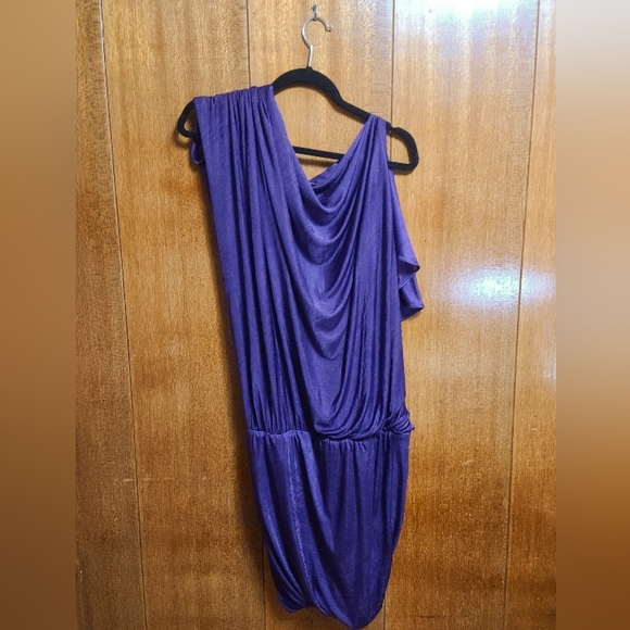 BCBG Runway asymmetric draped purple dress - Picture 2 of 4